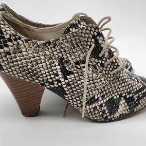 Forever 21 Snakeskin Lace-Up Block Heels